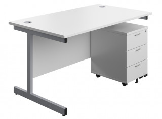 Ashvale Kendall Rectangular Office Desk + Mobile Drawer Pedestal